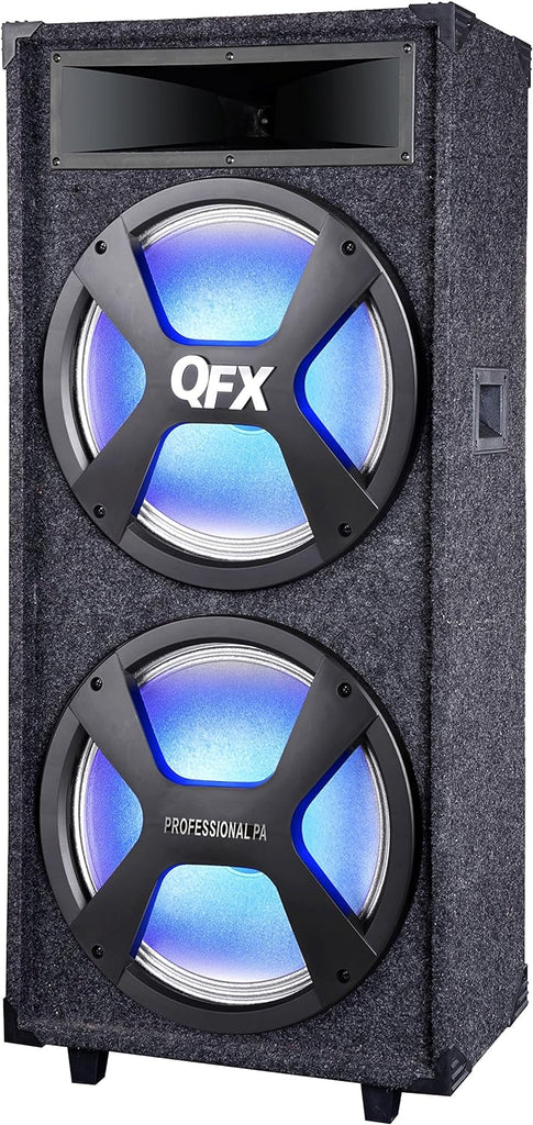 QFX 2X15” BLUETOOTH CABINET SPEAKER WITH LED PARTY LIGHTS