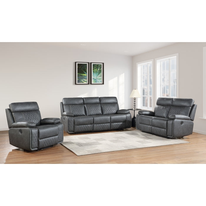 MILTON DARK GRAY  Air Leather Manual Reclining Sofa Set