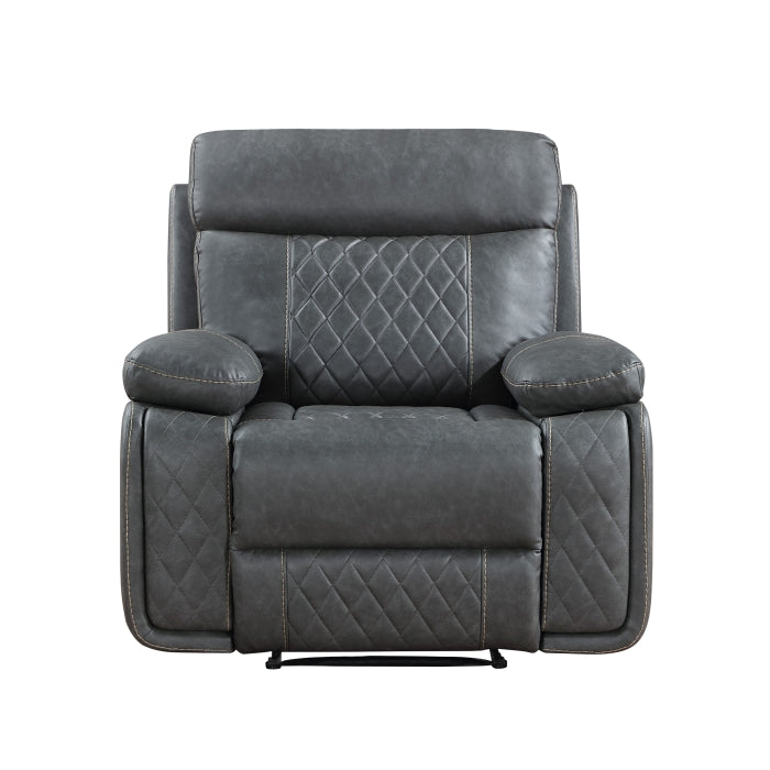 MILTON DARK GRAY  Air Leather Manual Reclining Sofa Set