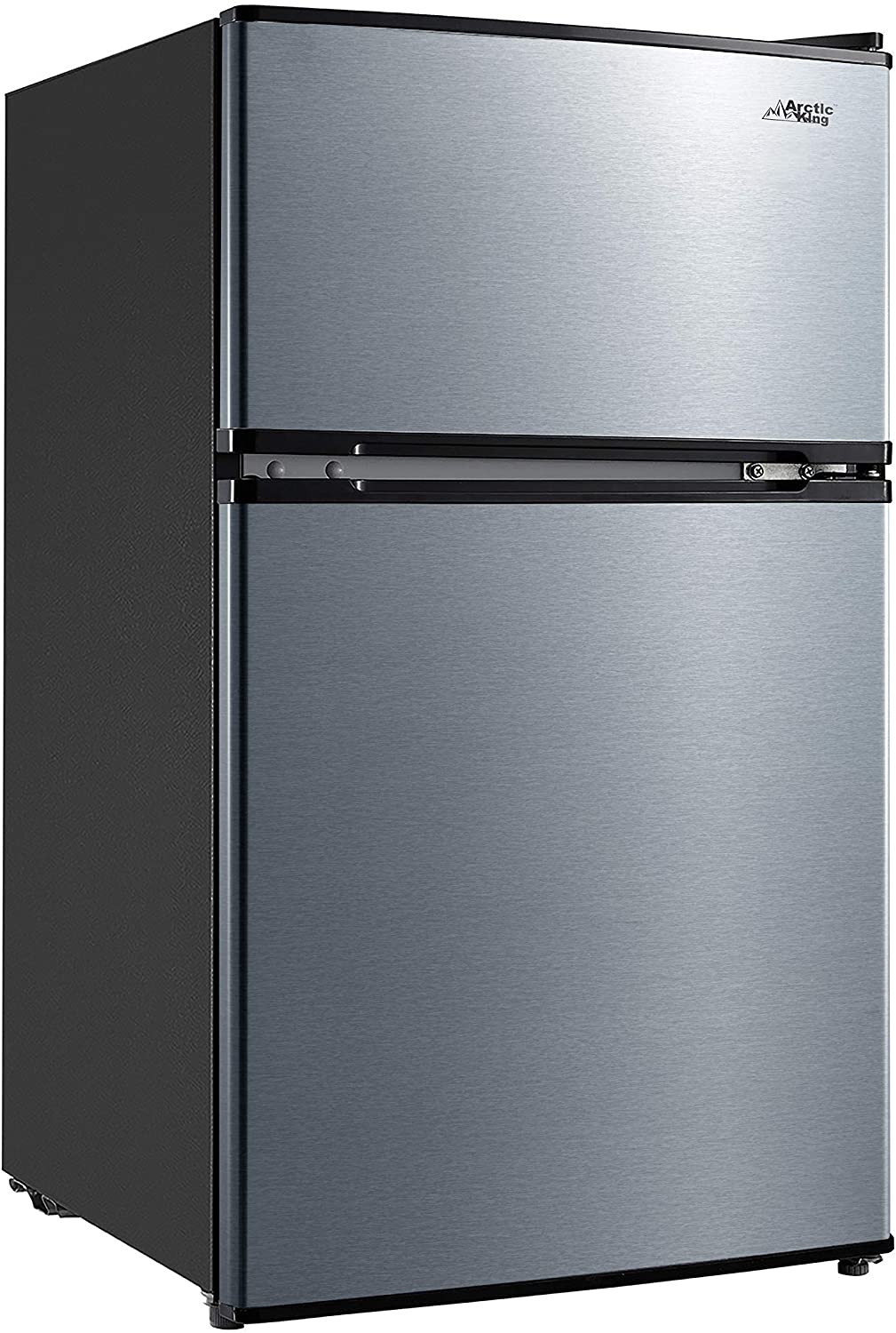 Arctic King 3.2 Cu ft Two Door Compact Refrigerator with Freezer, Stainless  Steel, E-star 