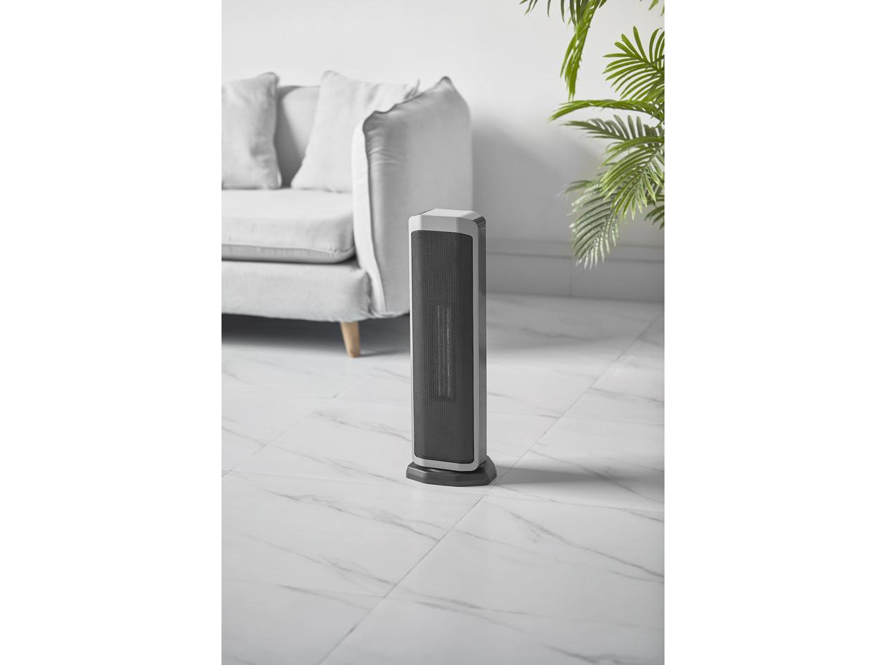 Better Homes & Gardens 23" Electric Ceramic Tower Heater - LED Display & Remote Silver(Refurbished)