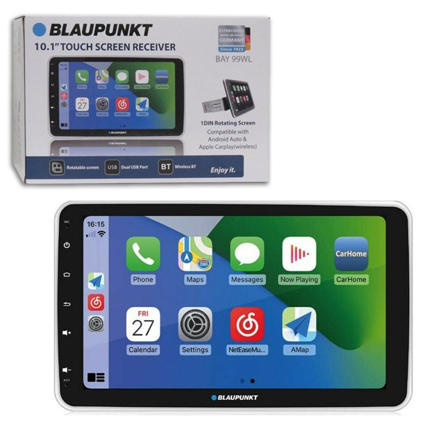 Blaupunkt BAY99WL 10.1" Touchscreen 1-DIN Bluetooth Digital Multimedia Car Receiver w/ Wireless Apple Carplay