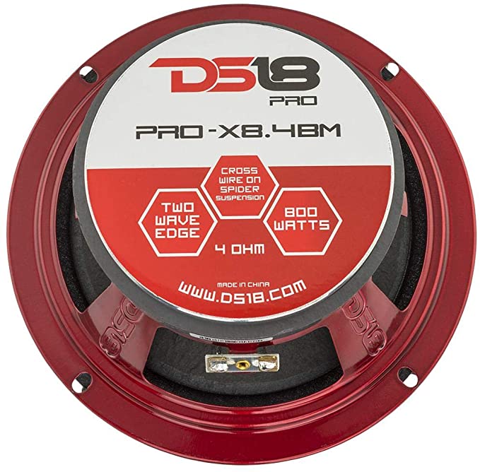 DS18 PRO-X8.4BM Loudspeaker - 8" Midrange Red Aluminum Bullet 550W Max