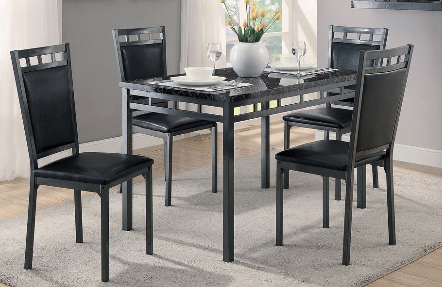 Dining Set Faux Marmol Top Table & 4 Chair