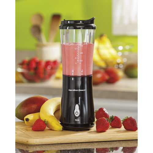 Hamilton Beach Personal Blender with Travel Lid for Smoothies and Shakes,  Portable, Fits Most Car Cup Holders, Black, 51101 