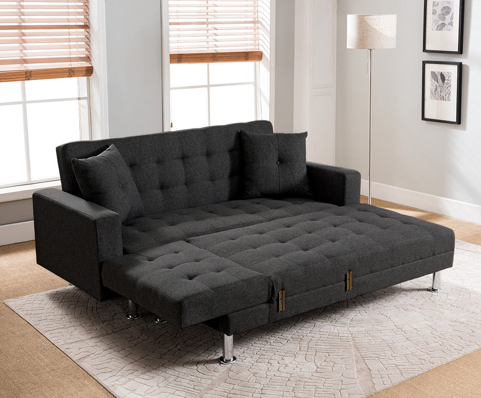 Sofa Chaise Acabado Tela Color Negro