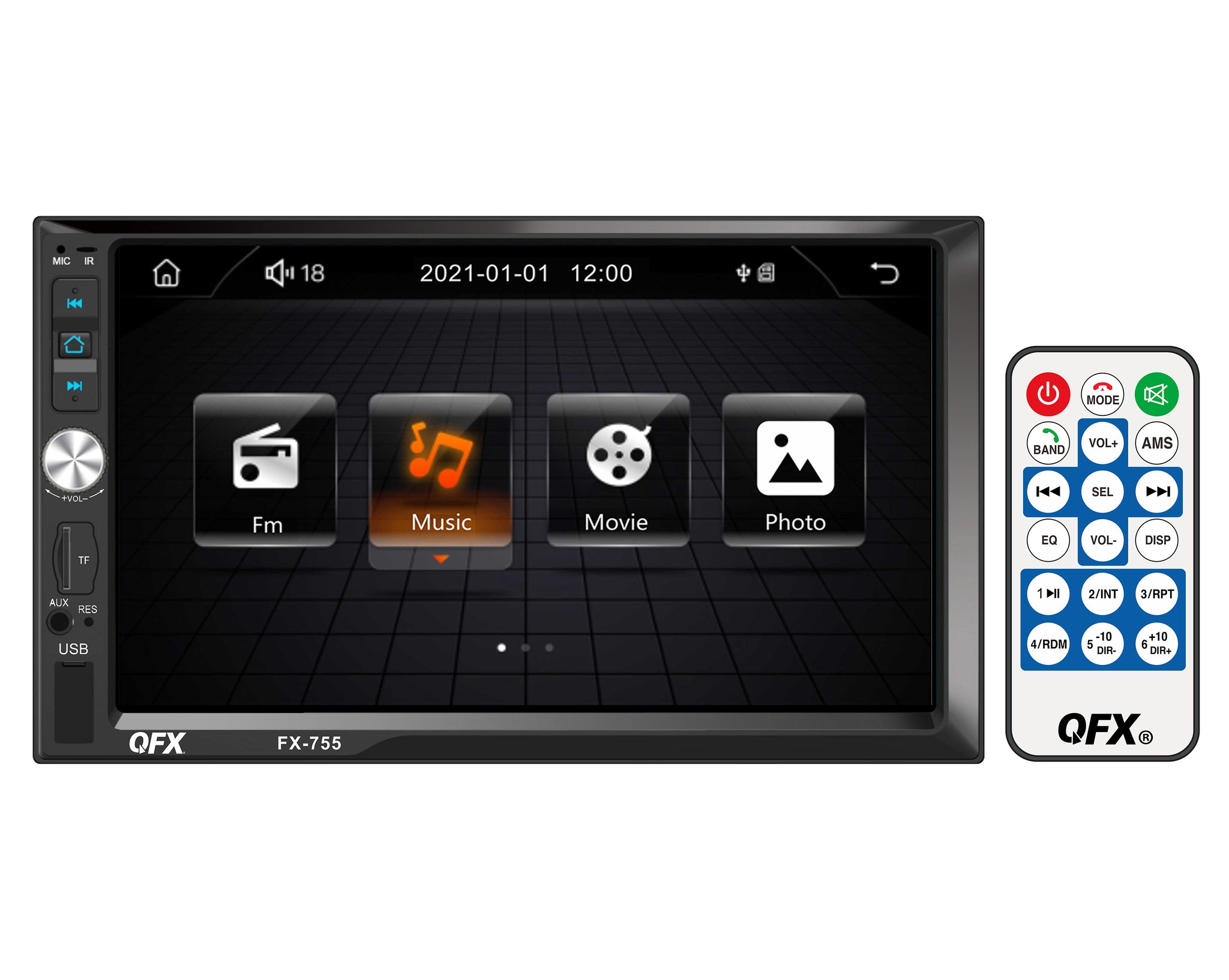 QFX FX-755 Car Stereo 7” Touchscreen Bluetooth AM/FM Radio - MP3 PLAYER