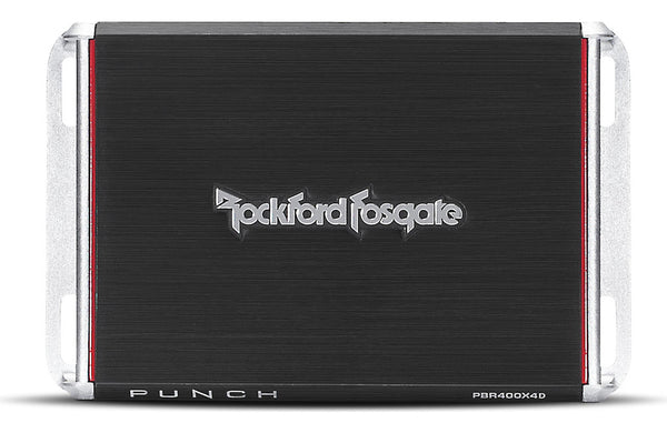 Rockford Fosgate Punch PBR400X4D Compact 4-channel car amplifier â€” 50 watts RMS x 4